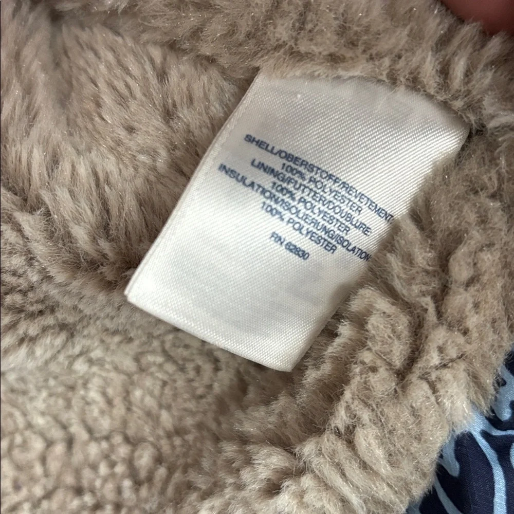 Lands End Girls Size 4 Small Winter Coat Jacket Heart Print Blue
